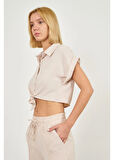 Önden Bağlamalı Kısa Aerobin Gömlek 