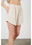 Yıkamalı Keten Görünümlü Şort