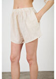 Yıkamalı Keten Görünümlü Şort