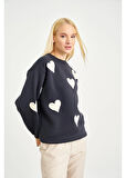 Kalp Baskılı Sweatshirt 