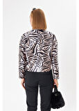 Zebra Desenli Saten Ceket 