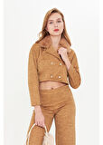 Kürklü Triko Crop Ceket 