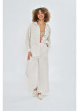 Beli Lastikli Yandan Cepli Müslin Keten Görünümlü Pantolon 