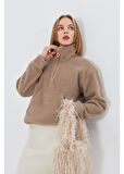 Önü Yarım Fermuarlı Kaşe Sweatshirt 