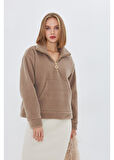 Önü Yarım Fermuarlı Kaşe Sweatshirt 