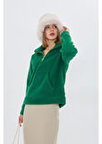 Önü Yarım Fermuarlı Kaşe Sweatshirt 