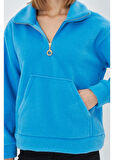 Önü Yarım Fermuarlı Kaşe Sweatshirt 