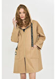 Kapüşonlu Çift Cepli Kaşe Mont 