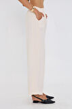 Şeritli Bol Paça Pantolon - Ekru