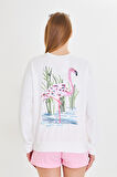 Flamingo Baskılı İki İplik Sweatshirt 