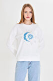 Astroloji Baskılı İki İplik Sweatshirt 