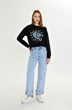 Astroloji Baskılı İki İplik Sweatshirt 