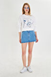Bisiklet Baskılı İki İplik Sweatshirt 