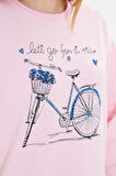 Bisiklet Baskılı İki İplik Sweatshirt 