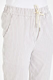 Lastikli Çizgili Chino Pantolon