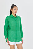 Düşük Omuz Keten Görünümlü Gömlek
