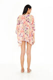 V Yaka Desenli Kimono
