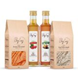 Organik Detoks Paketi Elma sirkesi 500ml,Alıç sirkesi 500ml,Kırmızı mercimek 750gr,Yeşil mercimek 750gr 