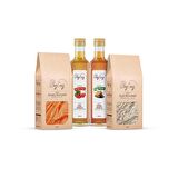 Organik Detoks Paketi Elma sirkesi 500ml,Alıç sirkesi 500ml,Kırmızı mercimek 750gr,Yeşil mercimek 750gr 