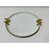 LAVİN TEPSİ METAL DÖVMELİ YUVARLAK KELEBEK BEYAZ LVN 43083 3083