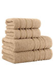 4 Lü Banyo Havlusu Seti Dora Bej - 70x140