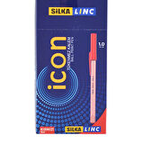 Silka Linc Icon 1.0 mm İğne Uç Tükenmez Kalem Kırmızı 50 Adet