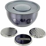 AROW DARIA PASLANMAZ ÇELİK RENDELİ KAPAKLI KARIŞTIRMA KABI 26 CM GRİ DC1.TR-2456