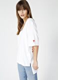 Fabrika Talita Beyaz V Yaka Kadın T-Shirt
