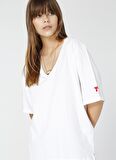Fabrika Talita Beyaz V Yaka Kadın T-Shirt