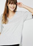 Fabrika Talita Gri Melanj V Yaka Kadın T-Shirt