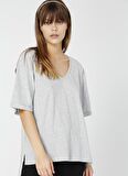 Fabrika Talita Gri Melanj V Yaka Kadın T-Shirt