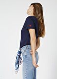Fabrika Teyo Lacivert V Yaka Kadın T-Shirt