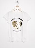 Limon Bisiklet Yaka Nakışlı Kız Çocuk T-Shirt