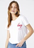 Fabrika Kadın Beyaz Bisiklet Yaka T-Shirt
