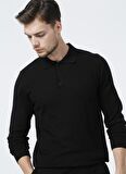 Fabrika Polo Yaka Basic Siyah Erkek Kazak BENRY-Y