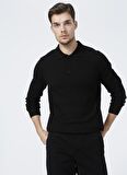 Fabrika Polo Yaka Basic Siyah Erkek Kazak BENRY-Y