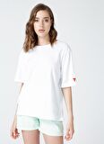 Fabrika Bisiklet Yaka Düz Beyaz Kadın T-Shirt DANTITA