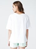 Fabrika Bisiklet Yaka Düz Beyaz Kadın T-Shirt DANTITA