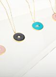 Gimora Mavi Mineli Evil Eye Madalyon Kolye