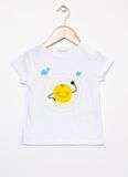 Mammaramma HB-04 Bisiklet Yaka Beyaz Standart Kalıp Baskılı Bebek T-Shirt