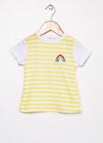 Mammaramma Sarı - Beyaz Kız Bebek Bisiklet Yaka Kısa Kollu Baskılı T-Shirt HG-08