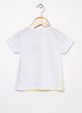 Mammaramma Sarı - Beyaz Kız Bebek Bisiklet Yaka Kısa Kollu Baskılı T-Shirt HG-08