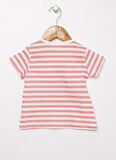 Mammaramma OG-01 Bisiklet Yaka Kısa Kol Basic Fit Pembe - Beyaz Kız Çocuk T-Shirt