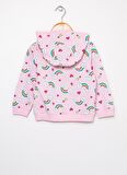 Mammaramma Kız Bebek Baskılı Pembe Kapüşonlu Sweatmont