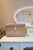 2 Adet Keçe Kapaklı Çok Amaçlı Mini Kutu Bej 35x24x24 cm