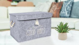 Keçe Kapaklı Çok Amaçlı Mini Kutu Gri Saklama Kutusu 35x24x24 cm