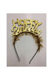 GOLD Renk Happy Birthday Yazılı Eva Doğum Günü Parti Tacı