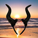 Halloween Cadılar Bayramı Taç Malefiz Siyah Çift Boynu Parti Kostümü Maleficent Taç