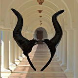 Halloween Cadılar Bayramı Taç Malefiz Siyah Çift Boynu Parti Kostümü Maleficent Taç