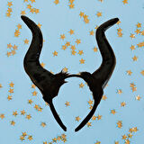 Halloween Cadılar Bayramı Taç Malefiz Siyah Çift Boynu Parti Kostümü Maleficent Taç